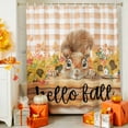 thumbnail image 4 of Shower Curtain 60"W x 72"L Hello Fall Sunflower Squirrel Wood Grain Brown Plaid Fabric Shower Curtains Set with Hooks Water Repellent Bathroom Curtains Machine Washable Bathroom Accessories, 4 of 6