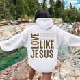 thumbnail image 4 of Women's Jesus Hoodie 2025 Christian Love Like Jesus Hooded Sweatshirt Fall Winter Y2K Graphic Pullover Top with Pockets, 4 of 5