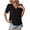 Black, variant on Lenpel Women's Tops Summer V Neck Short Sleeve Lace Eyelet Embroidered T Shirts Dressy Casual Blouses