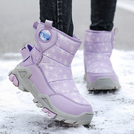 

TOWED22 Boots For Toddler Boys Toddler Girls Snow Fuzzy Boots Little Kids Winter Warm Classic Rhombus Shoes Texture Sole Outdoor Ankle Mini Fashion Walking Boot Purple