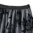 thumbnail image 4 of Aueoeo Tulles Skirts for Women Leaf Print Midi Skirt High Waist Layered Skirt A-line Mesh Swings Skirts Black XL, 4 of 7