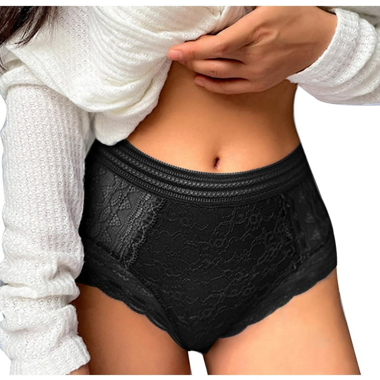 Homadles Womens Underwear- Stretch Breathable Comfortable Lace Slim Fit See  Through Mid Waisted Brief Underwear Black XL