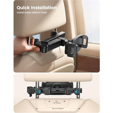 Headrest Tablet Holder For Car - 46cm Long Arm 3-in-1 Mount For IPad, Switch & Phones (4.7-16.1 Inch Devices)