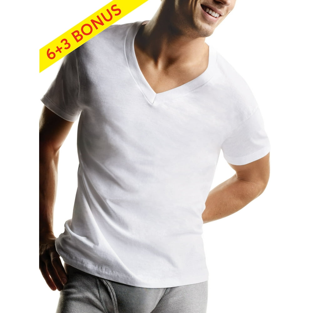 Hanes - Hanes Men's Tagless ComfortSoft White V-Neck Undershirt, 6 + 3 ...