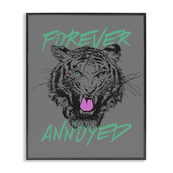 Stupell Industries Modern Forever Annoyed Tiger Black Framed Giclee Art, 11 x 14, by House of Lulu