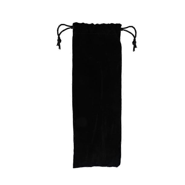 1 Pc Black Flannel Pouch Bag Stainless Steel Straw Carrying Case Practical Drinking Straws Cutlery Fork Spoon Storage Bag (Black)