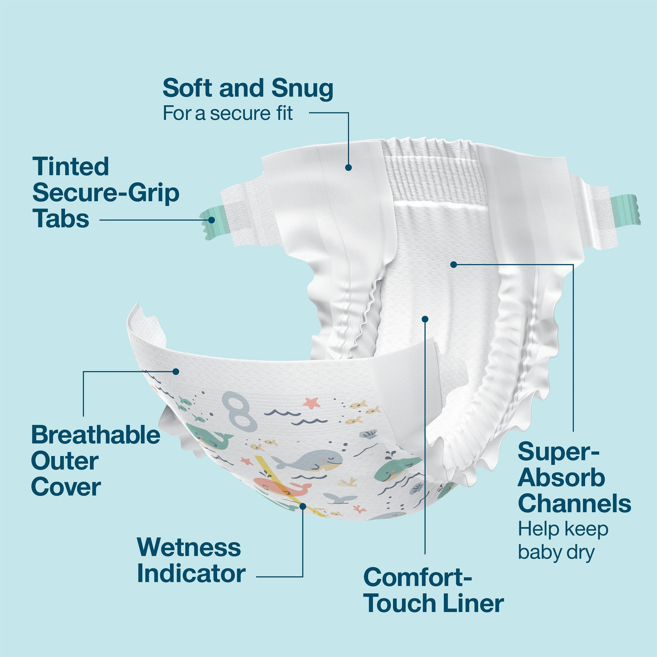 Disposable Diapers - Size 8 - 64ct (Color or Pattern May Vary)