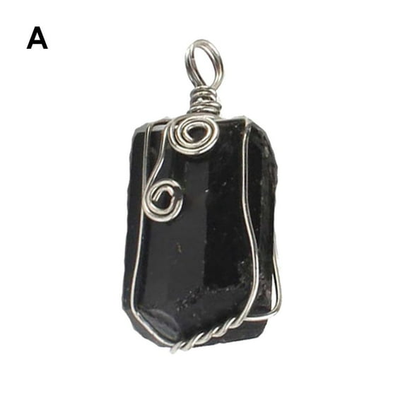 Natural Black Tourmaline Pendant Healing Crystal Necklace Great Gift for Men Women