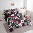 thumbnail image 3 of Homewish Happy Camping 7pcs Bedding Comforter Set,Rustic Farmhouse Cabin Queen Bedding Sets,Red Gray Black Queen Sheet Sets For Teens,Ultra Soft Home Decor Reversible, 3 of 8