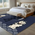 thumbnail image 5 of 5x7 Area Rugs for Living Room, Cute Cat Non Slip Area Rugs for Kitchen Bedroom Entryway, Navy Blue Japanese Style Animals Wave Pattern Washable Carpet Runner Rug Floor Mats for Bedroom Home Decor, 5 of 9