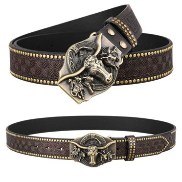 WHIPPY Western Belts For Men Women Genuine Leather Cowboy Cowgirl Belt