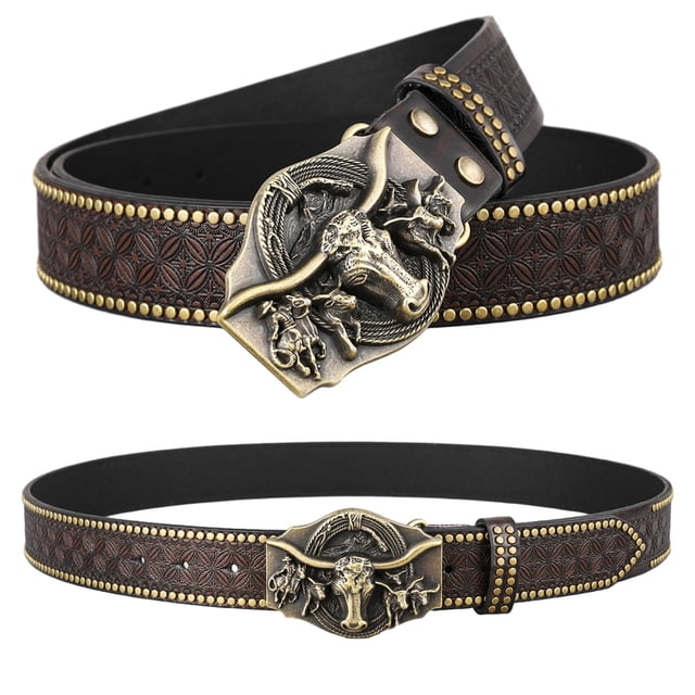 WHIPPY Western Belts For Men Women Genuine Leather Cowboy Cowgirl Belt