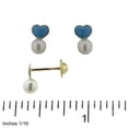 thumbnail image 2 of 18K Solid Yellow Gold Blue Heart and Pearl Covered Screwback Earrings, 2 of 3