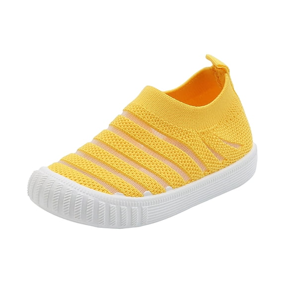 Girls Sneakers Summer And Autumn Girls Sneakers Flying Woven Mesh Breathable Comfortable Flat Casual Cute Yellow