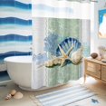 thumbnail image 5 of No Hook Shower Curtain, Blue Coastal Starfish Shower Curtains for Bathroom with See Through Top Window, Grey Sage Green Nautical Coral Summer Waterproof & Washable Bath Curtain 60"x72", 5 of 9