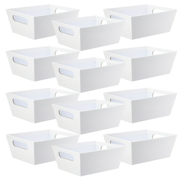 9" x 7" White Basket with Handles by Celebrate It - Cardboard Baskets for Organization - Parties - Birthdays - and Holidays - Bulk 12 Pack