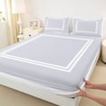 thumbnail image 3 of Homewish Blue Grey Stripes Full Size Sheets for Men, Abstract Ombre Line Bed Sheets, Simple Fashion Style Sheet Sets, Microfiber Bedroom Decor, 4pcs, 3 of 7