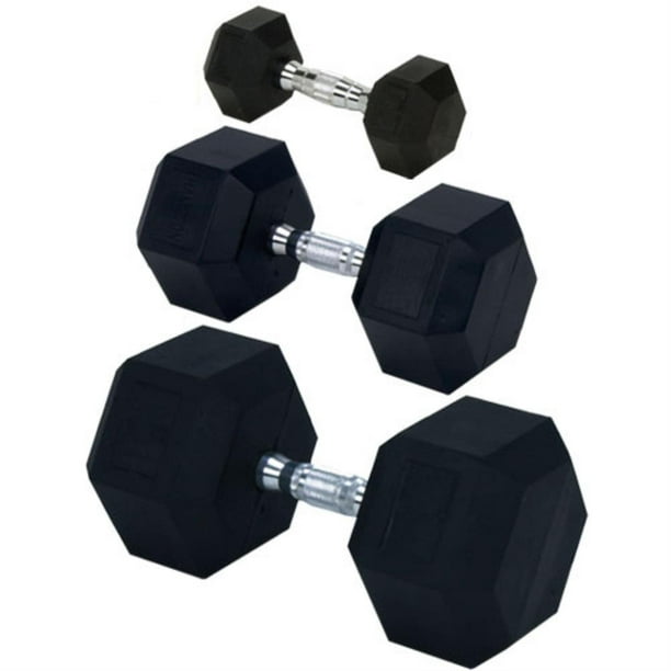 Mancuernas Dumbbell Champion con carcasa de goma hexagonal de 2,27 kg (cada una)