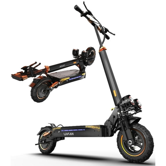 Off Road Electric Scooter for Adult, Dual Suspension & Side Light Folding E-Scooter, 48V 15AH, 1200W Motor Up to 31Mph & 31Miles, 11" All Terrain Tire