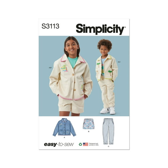 Simplicity Sewing Pattern 3113 - Children's or Girls' and Boys' Jacket, Shorts and Pants, Size: HH (3-4-5-6)