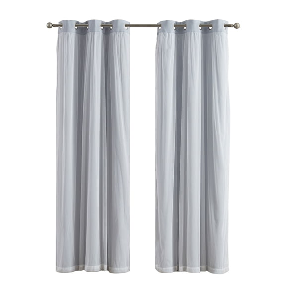 Your Zone Blackout Curtain Panel with Sheer Overlay, 1 Panel, Grey, 37" W x 84" L
