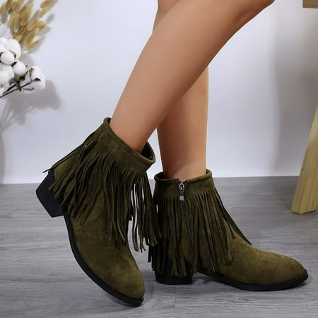 

Bnwani Fall Shoes Up to 40% off Low Heel Boots Ziper Retro Suede Ankle-High Boots 36-43