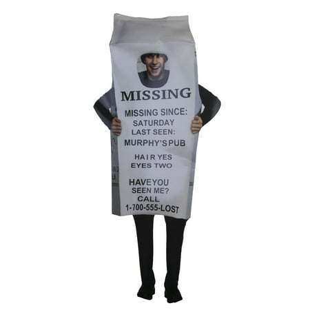 Rubies Costume Co Milk of Amnesia Missing Milk Carton Adult Halloween Costume - One Size -