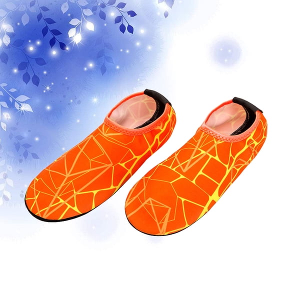 EXHUMKY 1 Pair Orange Diving Socks with Non- Thick Sole, Quick Dry Ankle Socks for Snorkeling, Swimming, and Water Sports