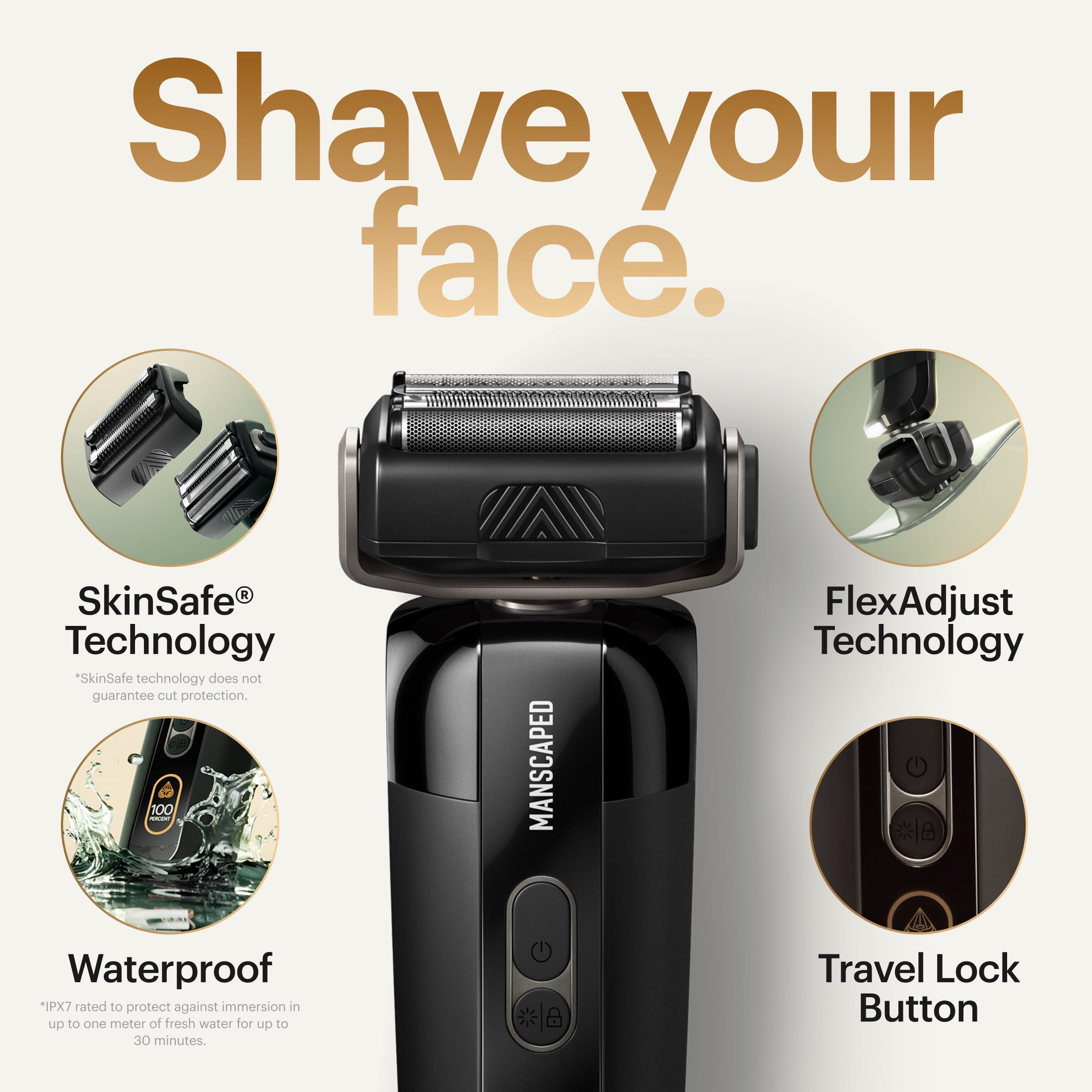 Manscaped Chairman Pro Precision Pack Foil Face Shaver & SkinSafe Face Stubble Trimmer with Shave Gel