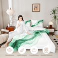 thumbnail image 3 of Manfei Watercolor Ink Painting Twin Comforter Sets, Modern Abstract Art Bedding Set, Green White, Black Reversible 2-Piece, 1 Comforter and 1 Pillowcase, 3 of 6