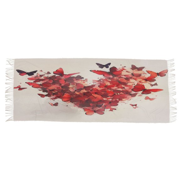 BZSMCE Women Scarf Red Butterfly Heart Simple Pattern Soft Warm Long Large Scarves