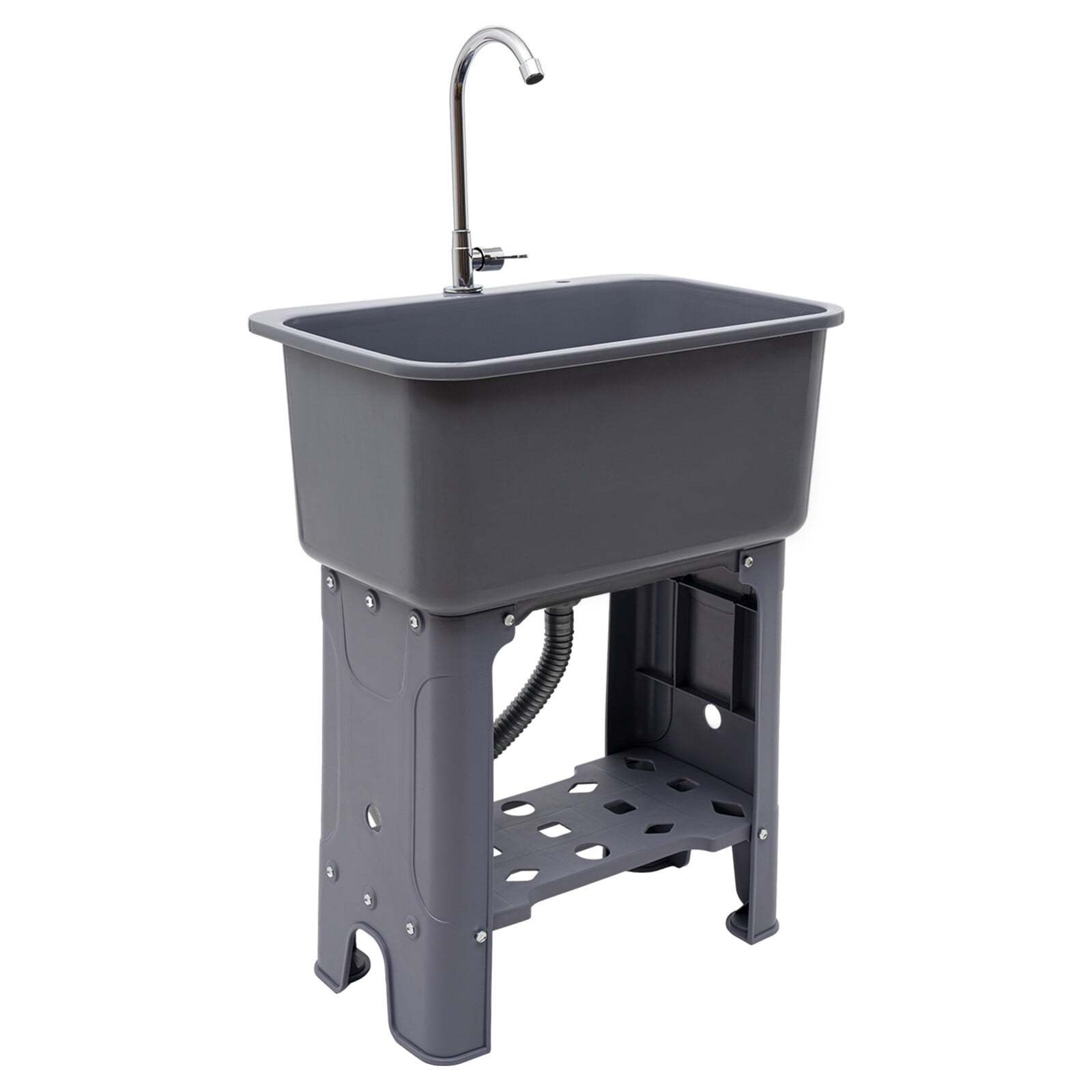 30.11" H Utility Sink Laundry Tub Freestanding with 360° Stainless Steel Faucet