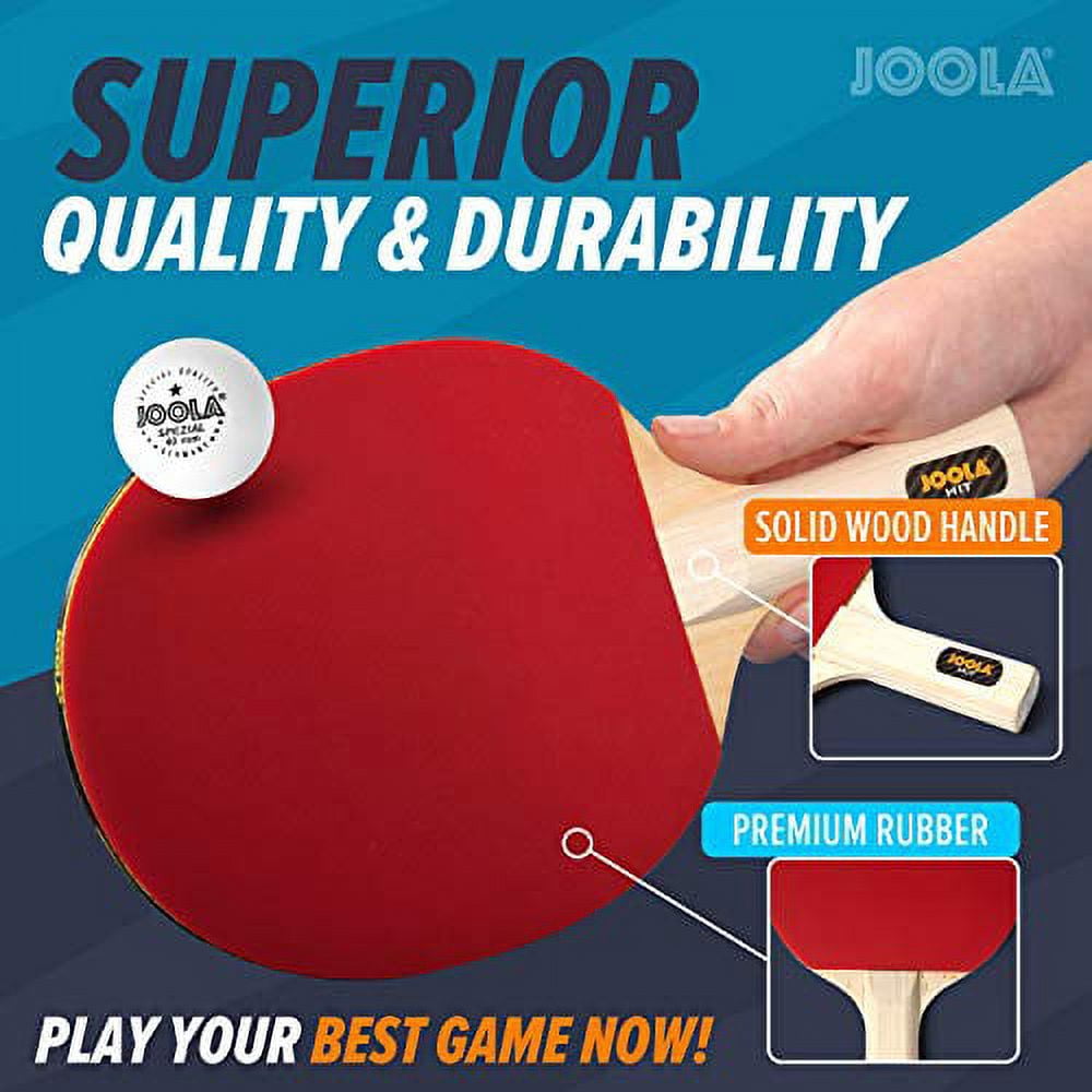 JOOLA Hit Set Table Tennis Bundle with Carrying Case, 4 Paddles, 8 Balls, Red