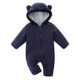 thumbnail image 2 of HNMKIU Baby Bear Baby Romper Jumpsuit Outfit Girls Boys Winter Hooded Snowsuit for Navy,0-3 Months, 2 of 4