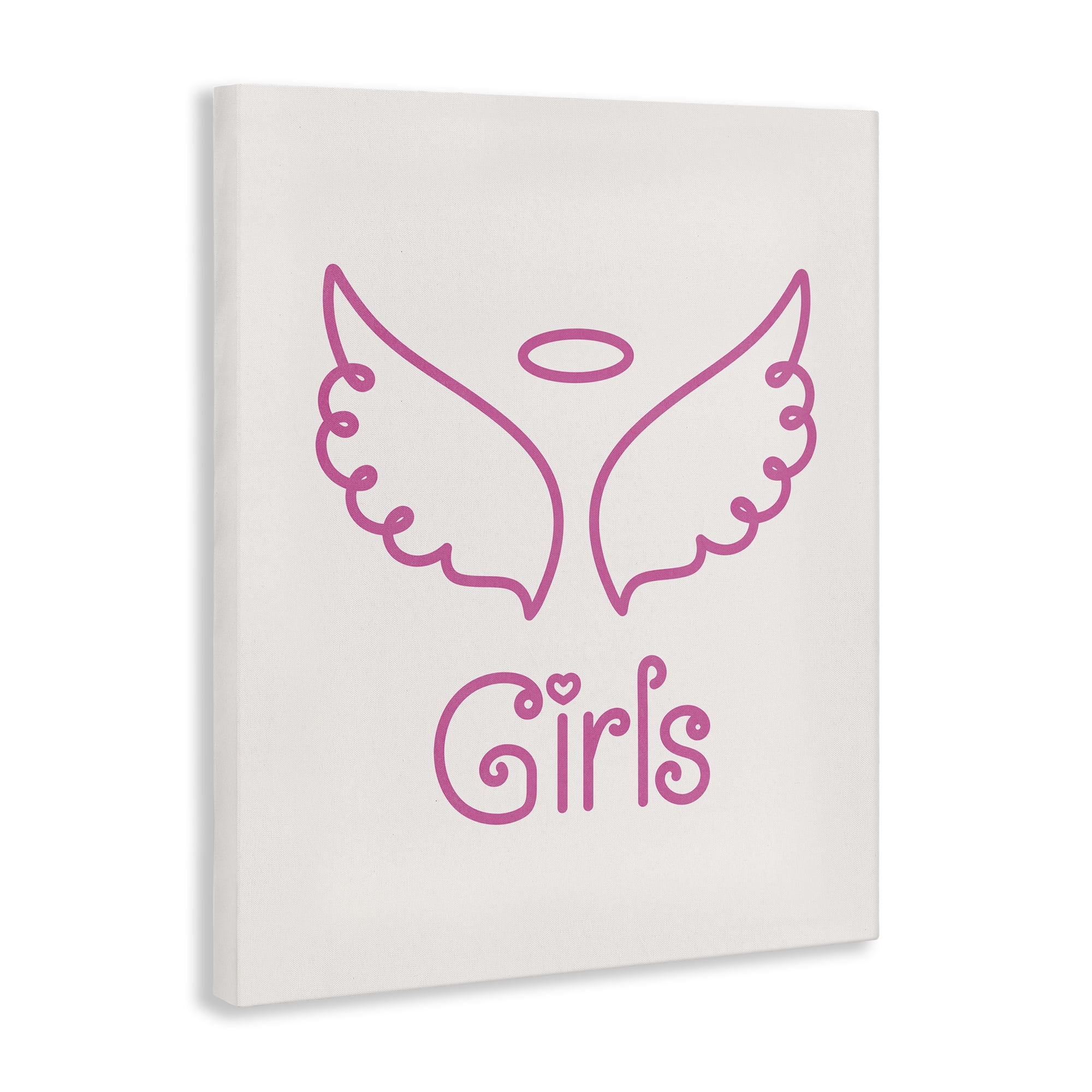 Stupell Industries Minimal Angel Girls Text & Numbers Painting Wrapped Canvas Art Print Wall Art, 36 x 48