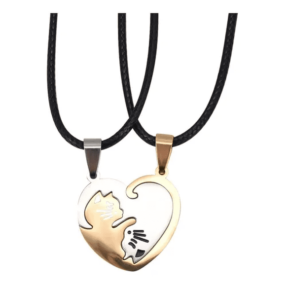 Collares De Pareja Yin Yang Gatos Acero Inoxidable Dorado Malubero Malu1728