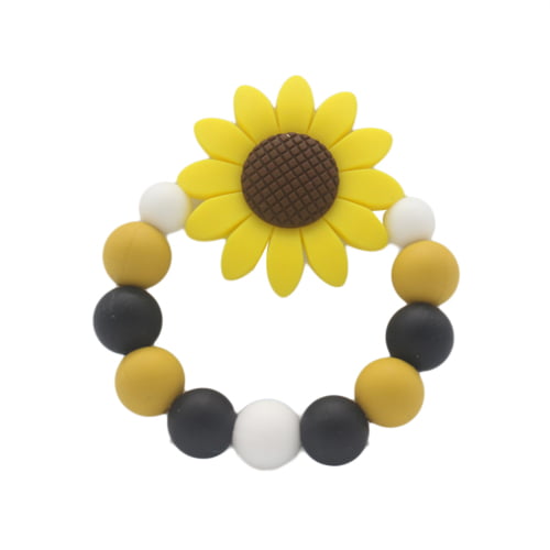Silicone Chew Biting Flower Bracelet Baby Teething Teether Bangle Chewy Beads SI 