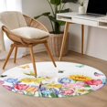 thumbnail image 5 of Spring Summer Floral Round Living Room Rugs 4 ft, Watercolor Sunflowers Tulip Romantic Butterfly Bee Washable Area Rug with Non-Slip Sturdy Edge Binding Round Carpet for Entryway Kitchen Bathroom, 5 of 9
