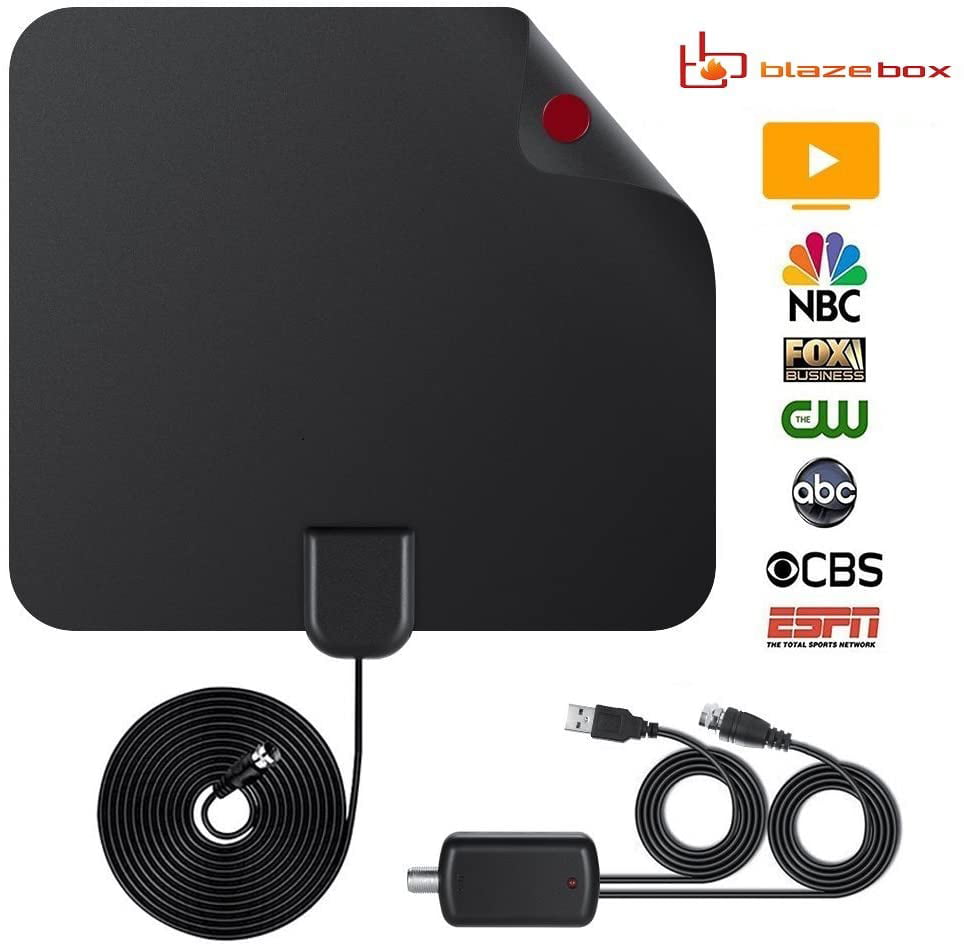 2020 Latest TUKOTV Mini Fashion TV Antenna for Digital TV Indoor,Long 120 Miles Range,Powerful HDTV Amplifer Singal Booster,with LED Light,Premium Coax Cable,Support 4K 1080 Fire TV Stick and All TV 