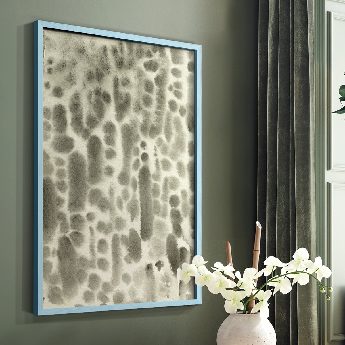 Watercolor Metric I Framed Print in Blue Solid Wood 8 x 10 Framed Print