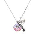 thumbnail image 1 of Delight Jewelry Silvertone Domed Multi Color RRT - Love and Lock Charm Necklace, 18"+1", 1 of 4