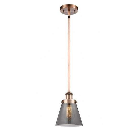 916-1S-AC-G63-Innovations Lighting-Cone - 1 Light Stem Hung Mini Pendant In Industrial Style-9 Inches Tall and 6 Inches Wide-Antique Copper