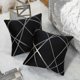 thumbnail image 3 of Velvet Black Cushion Cover Set Of 2 Gold Geometric Outdoor Sofa Decor - jjS 26-27s, 3 of 5