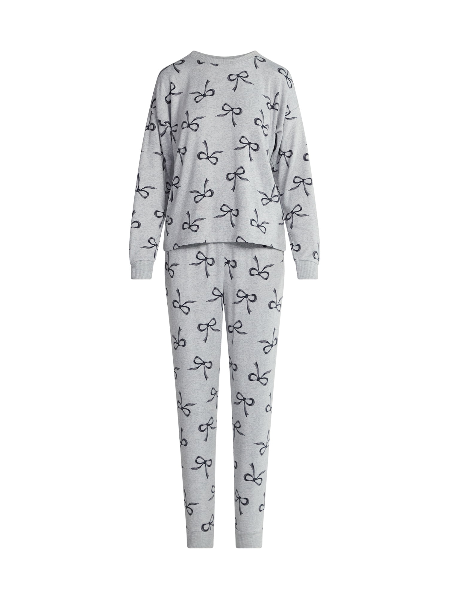 Joyspun Women's Cozy Lounge Collection Hacci Knit Long Sleeve Top and Joggers Pajama Set, Sizes XS-3X