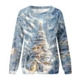 thumbnail image 4 of Tops for Women Plus Size Christmas Printed Round Neck Long Sleeve Capless Casual Loose Sweatshirt Light Blue XXL, 4 of 5