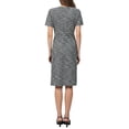 thumbnail image 3 of INSPIRE CHIC Women's Tweed Dress Button Decor Short Sleeve Elegant Work Sheath Dress S Black, 3 of 5