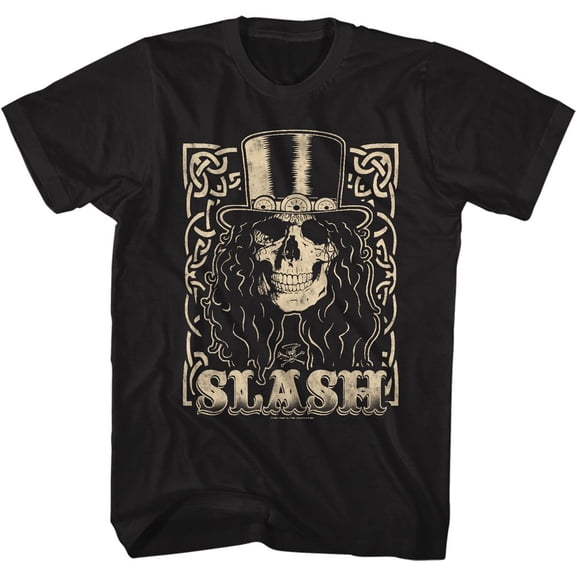 Slash Guns N Roses Slash Skull Cream Black Adult T-Shirt