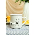 thumbnail image 5 of Pack Of 2 Black White Abstract Cats 3D Tail Coffee Mugs With Lid And Spoon 12oz, 5 of 8