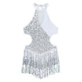 thumbnail image 5 of Haitryli Women Adult Latin Dance Dress Tassel Competition Suit Tassel Stage Tango Competition Costume Silver S, 5 of 7