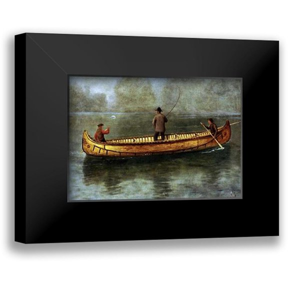 Bierstadt, Albert 14x11 Black Modern Framed Museum Art Print Titled - Fishing From a Canoe